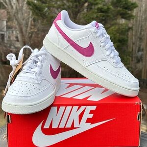 Nike Court Vision Low Womens 7 Youth 5.5Y White Sustainable Casual Sneaker NEW
